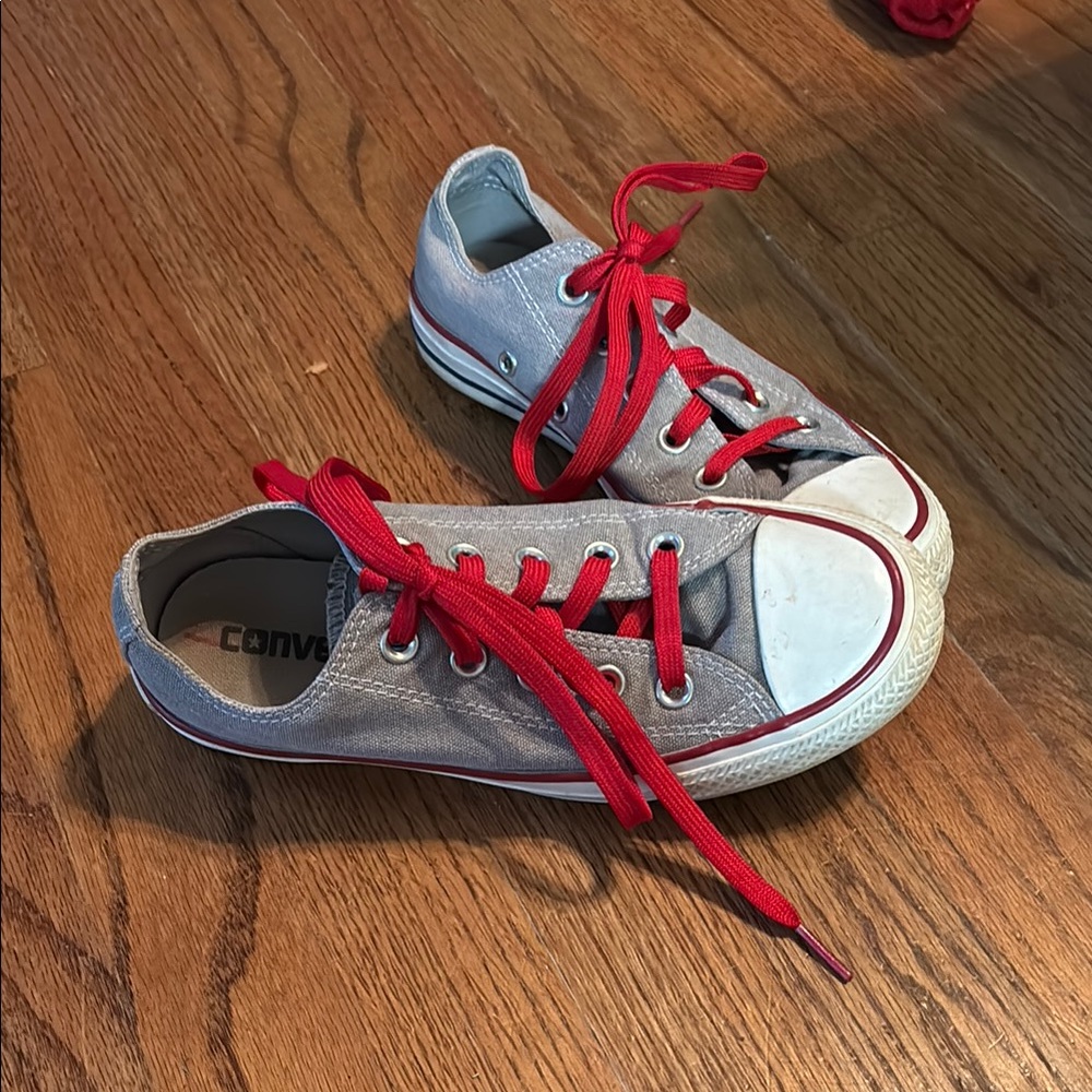 Converse Gray and Red Sneakers Classic Canvas Design